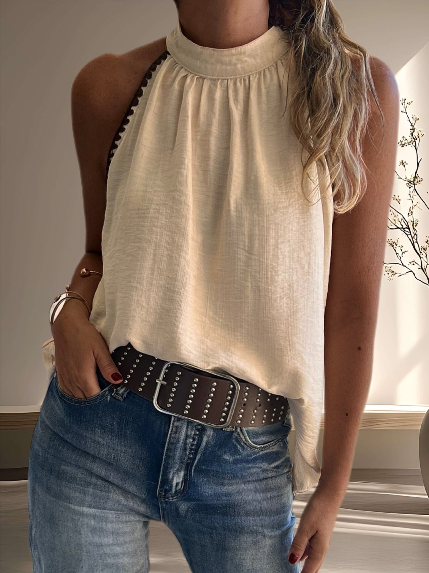 Top beige borde café