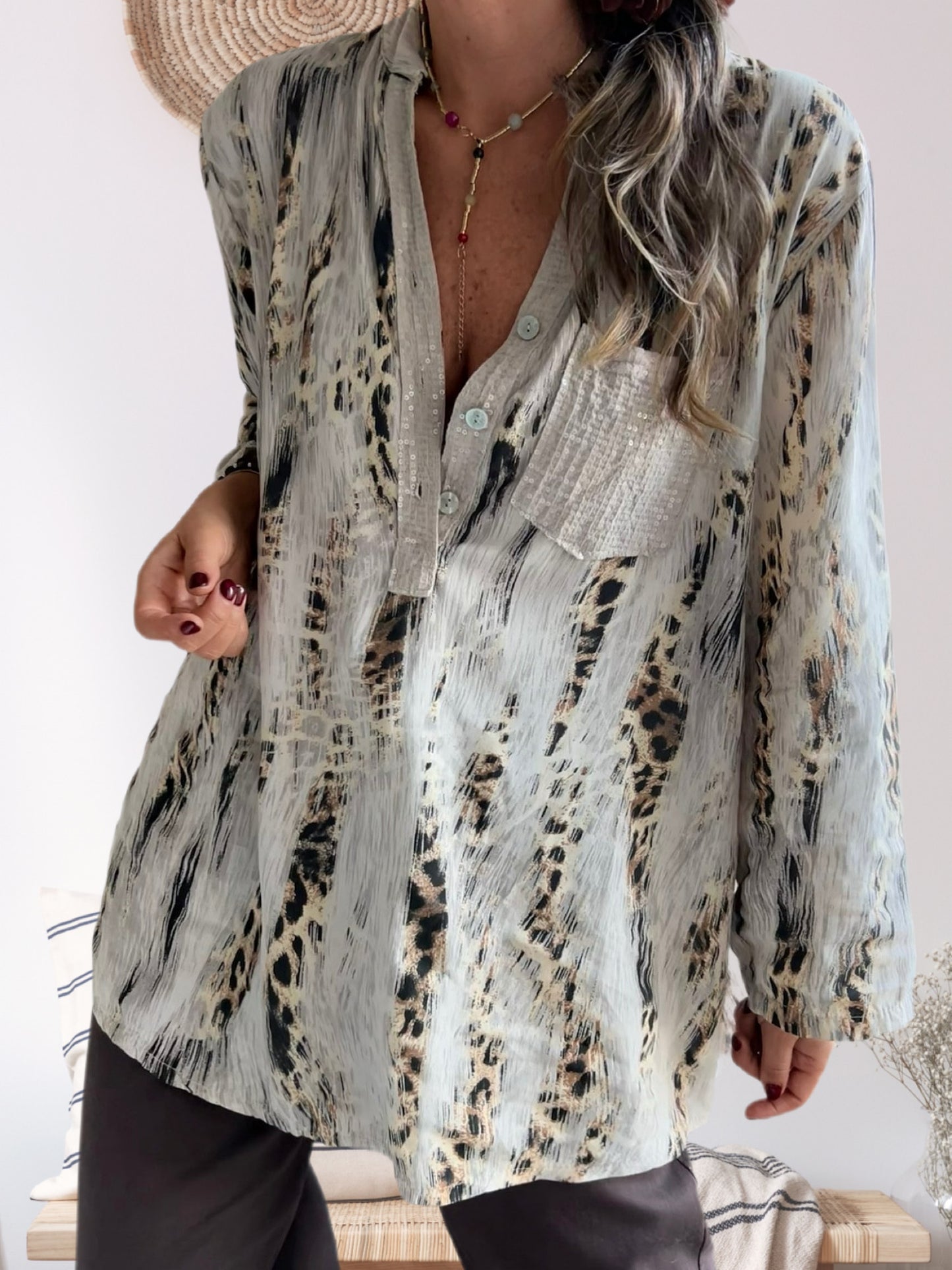 Blusa animal print beige (Italiana 🇮🇹)