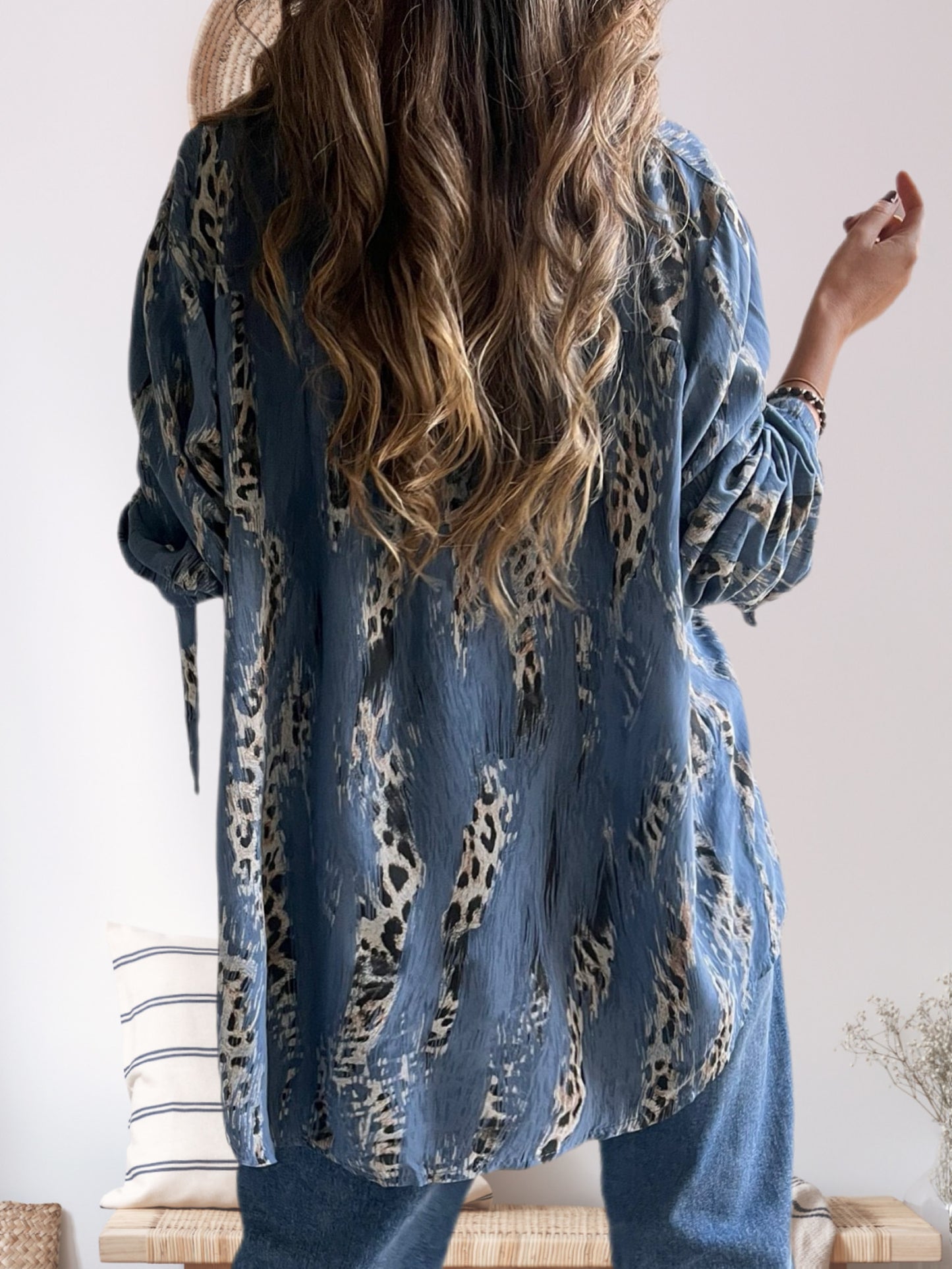 Blusa animal print azul jeans (Italiana 🇮🇹)