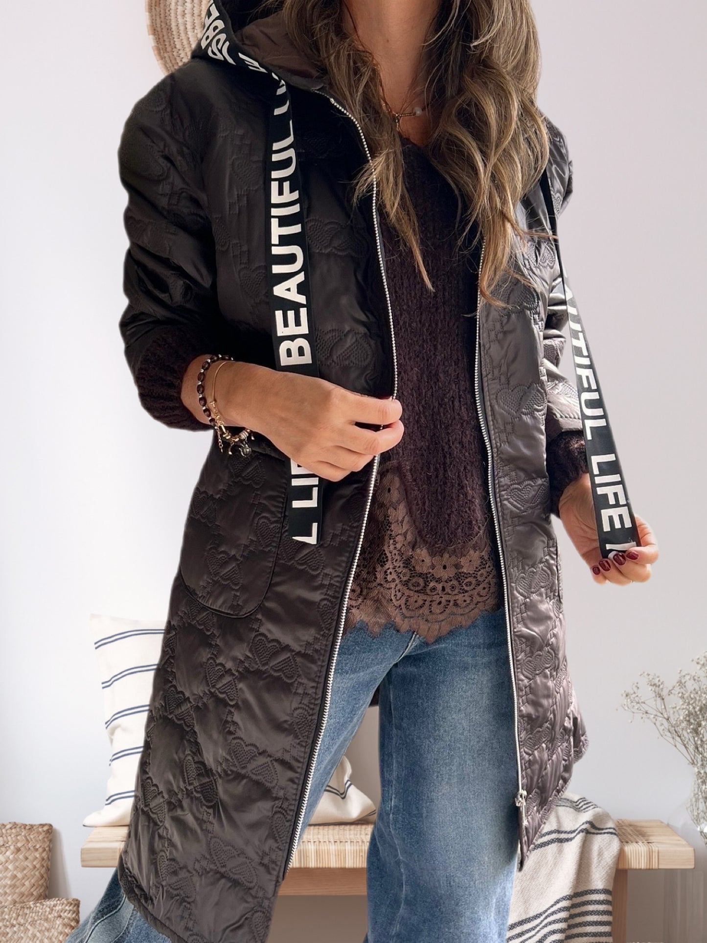 Parka letras color chocolate (Italiana 🇮🇹)