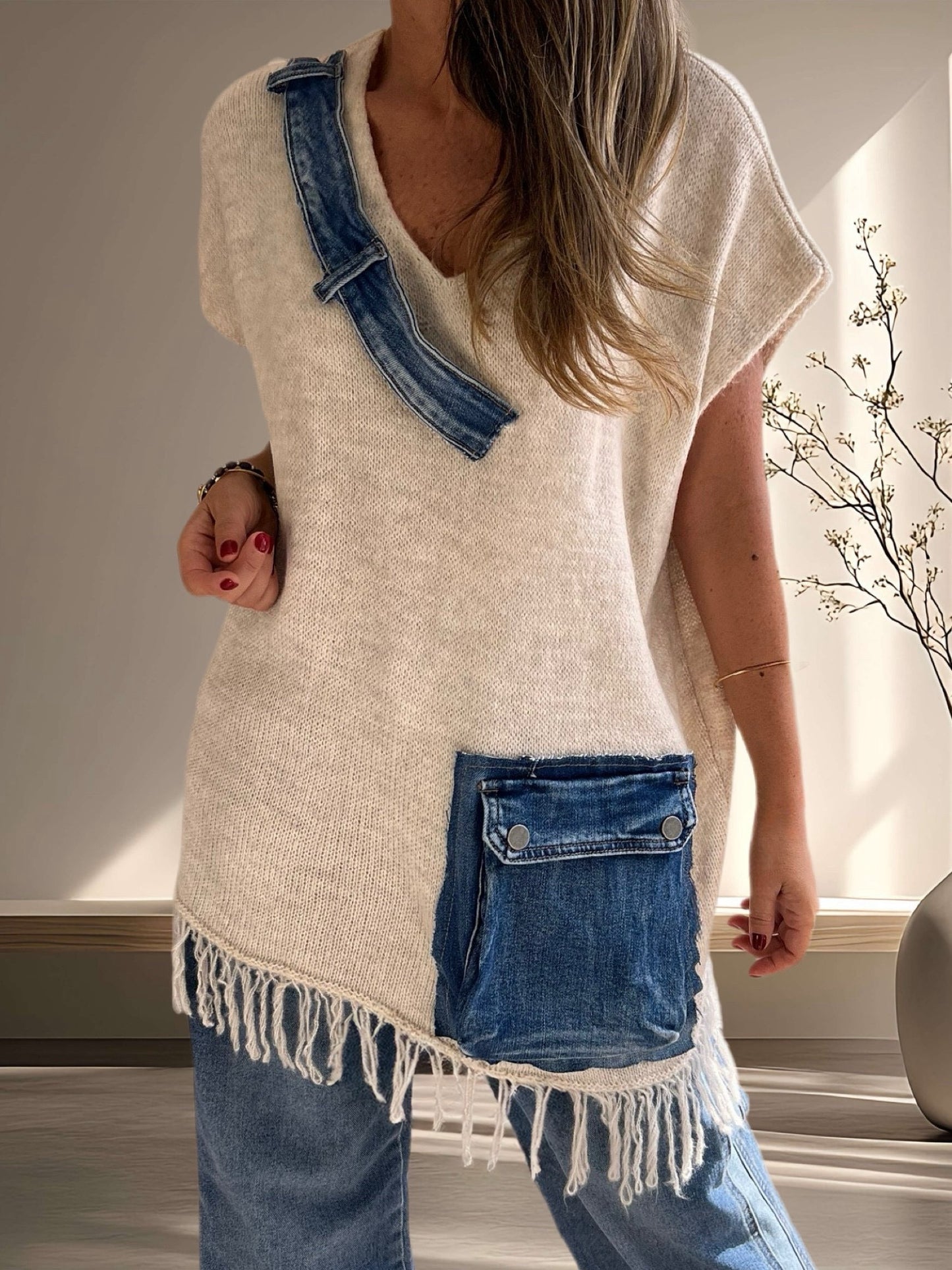 Sweater oversize con aplicación jeans (Italiano 🇮🇹) / Avance de Temporada