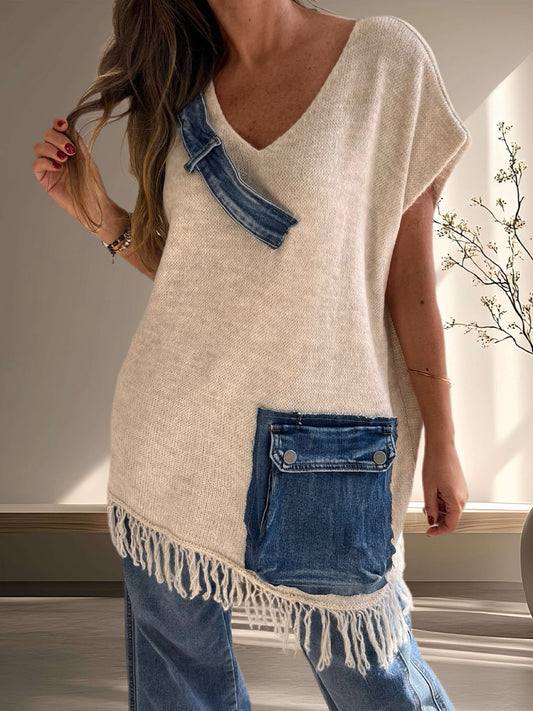 Sweater oversize con aplicación jeans (Italiano 🇮🇹) / Avance de Temporada