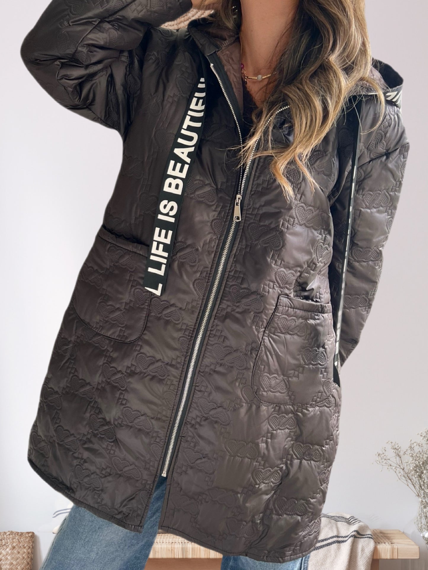 Parka letras color chocolate (Italiana 🇮🇹)