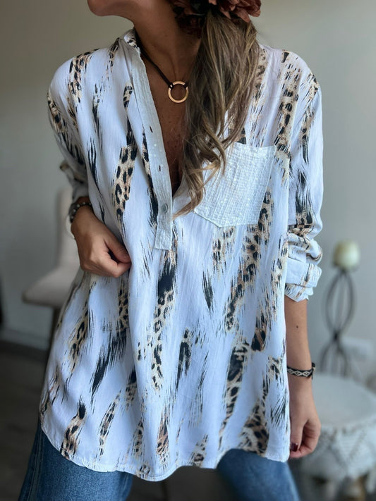 Blusa animal print blanca (Italiana 🇮🇹)