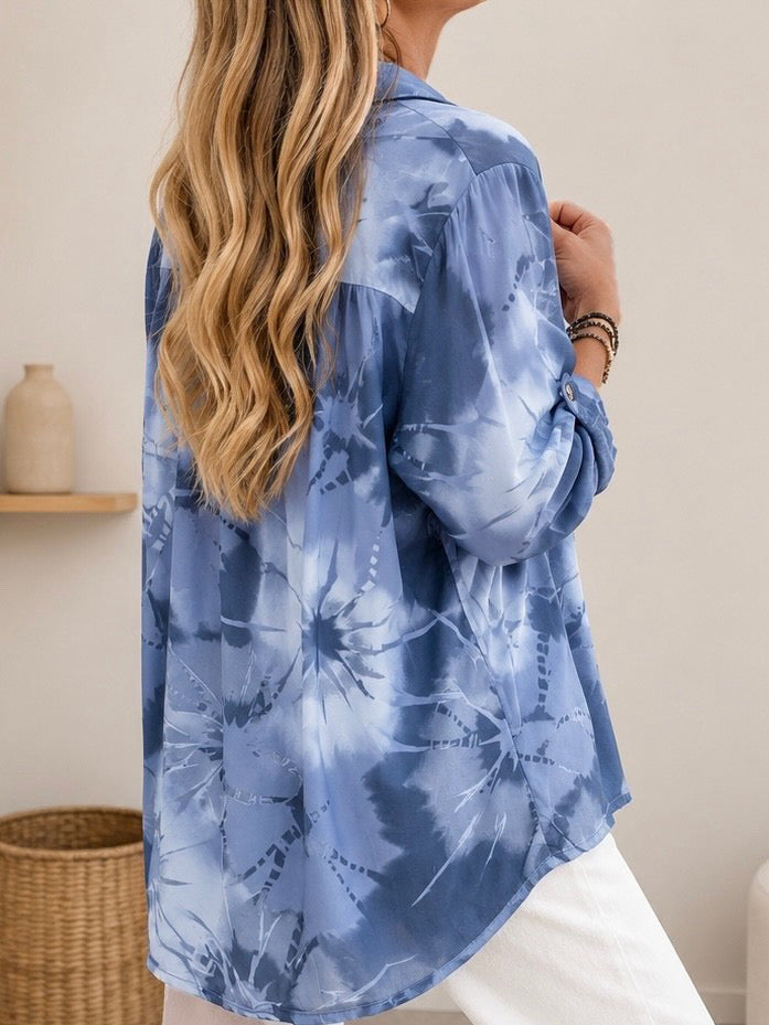 Blusa diseño azul y celeste (Italiana🇮🇹)