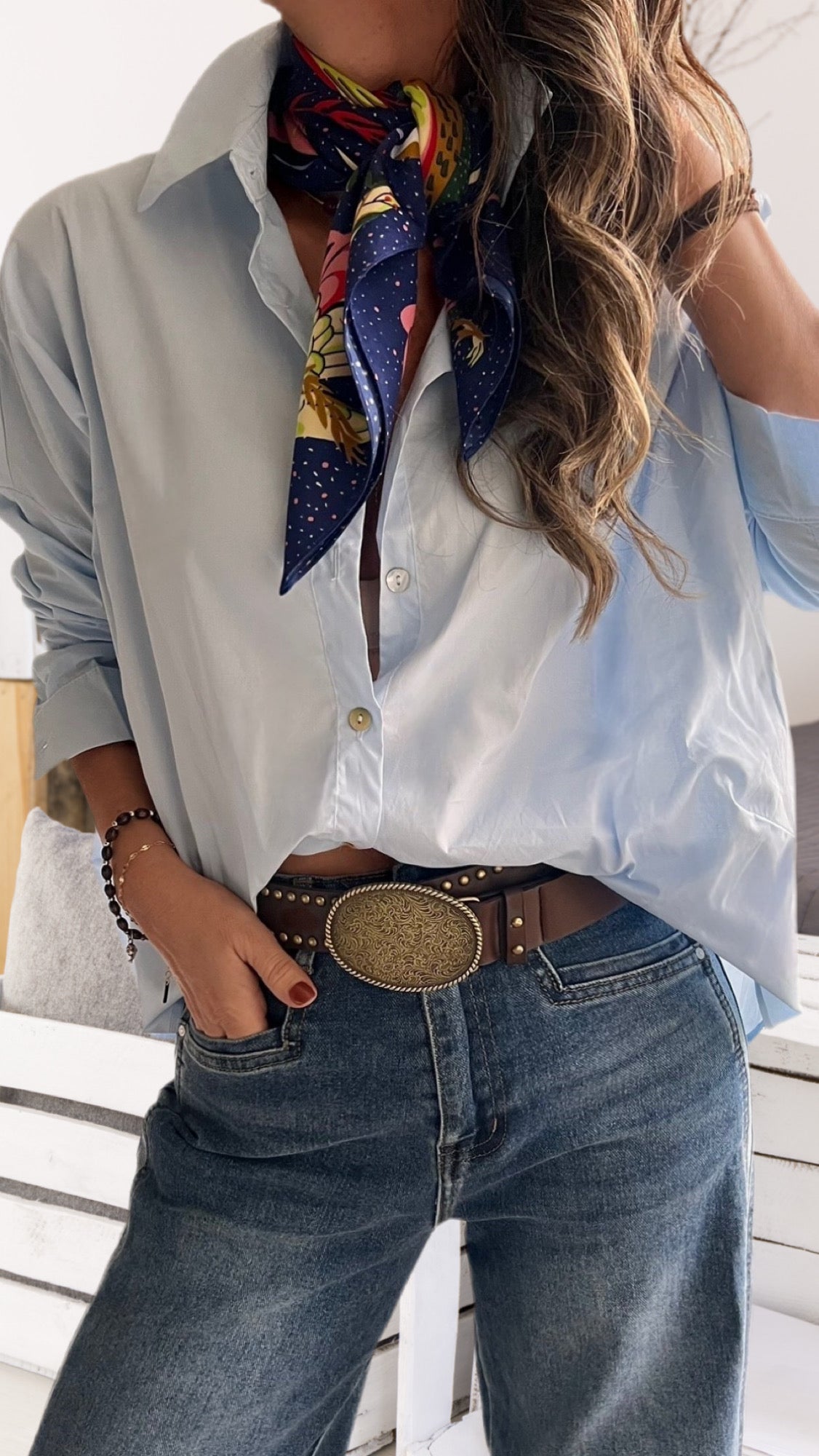 Blusa celeste viscosa