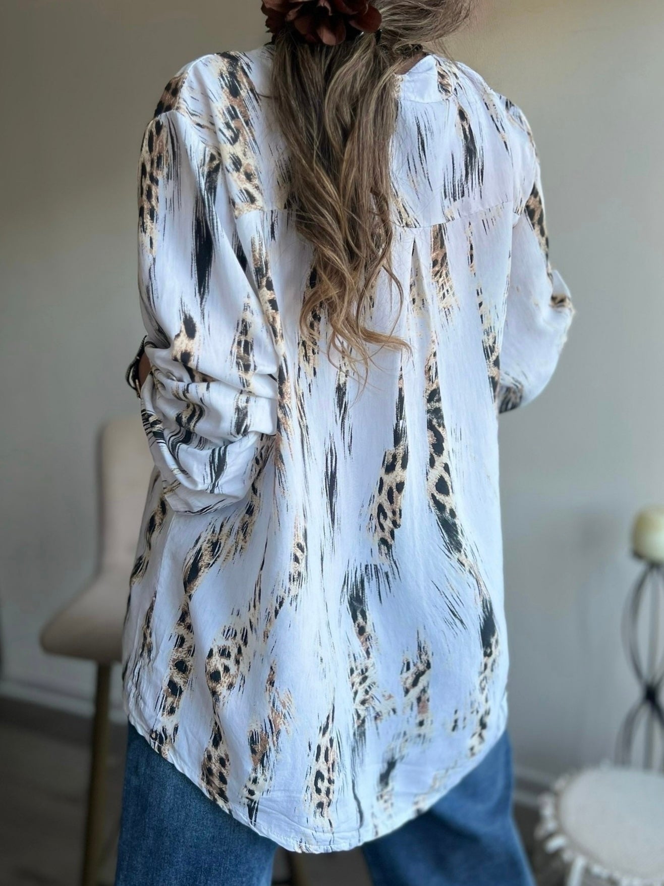 Blusa animal print blanca (Italiana 🇮🇹)