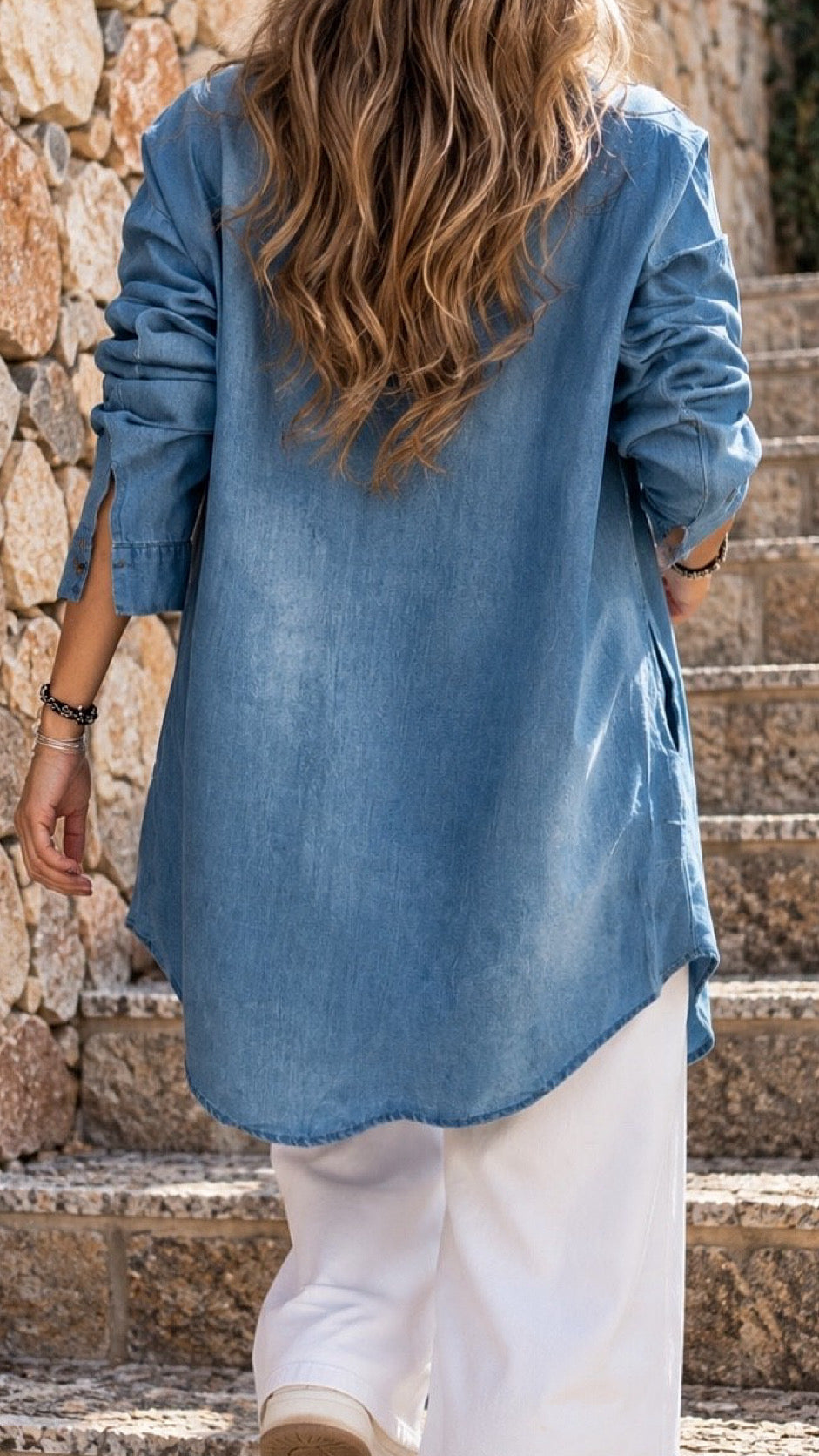 Camisa jeans fluida aplicación bolsillo / Avance de Temporada