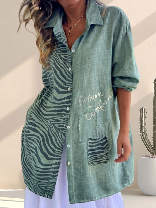 Blusa animal print con aplicaciones color verde