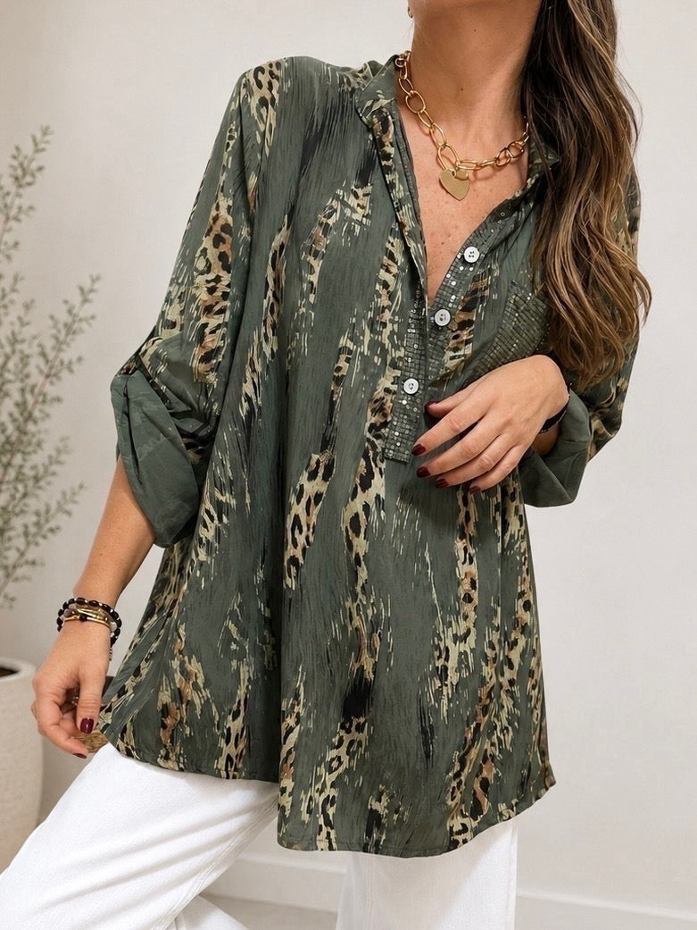 Blusa animal print verde musgo (Italiana🇮🇹)