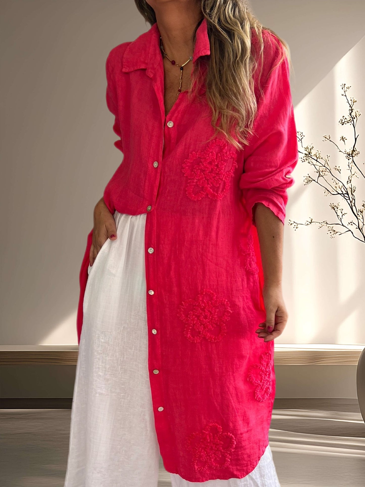 Blusón lino color fucsia (Italiano 🇮🇹)