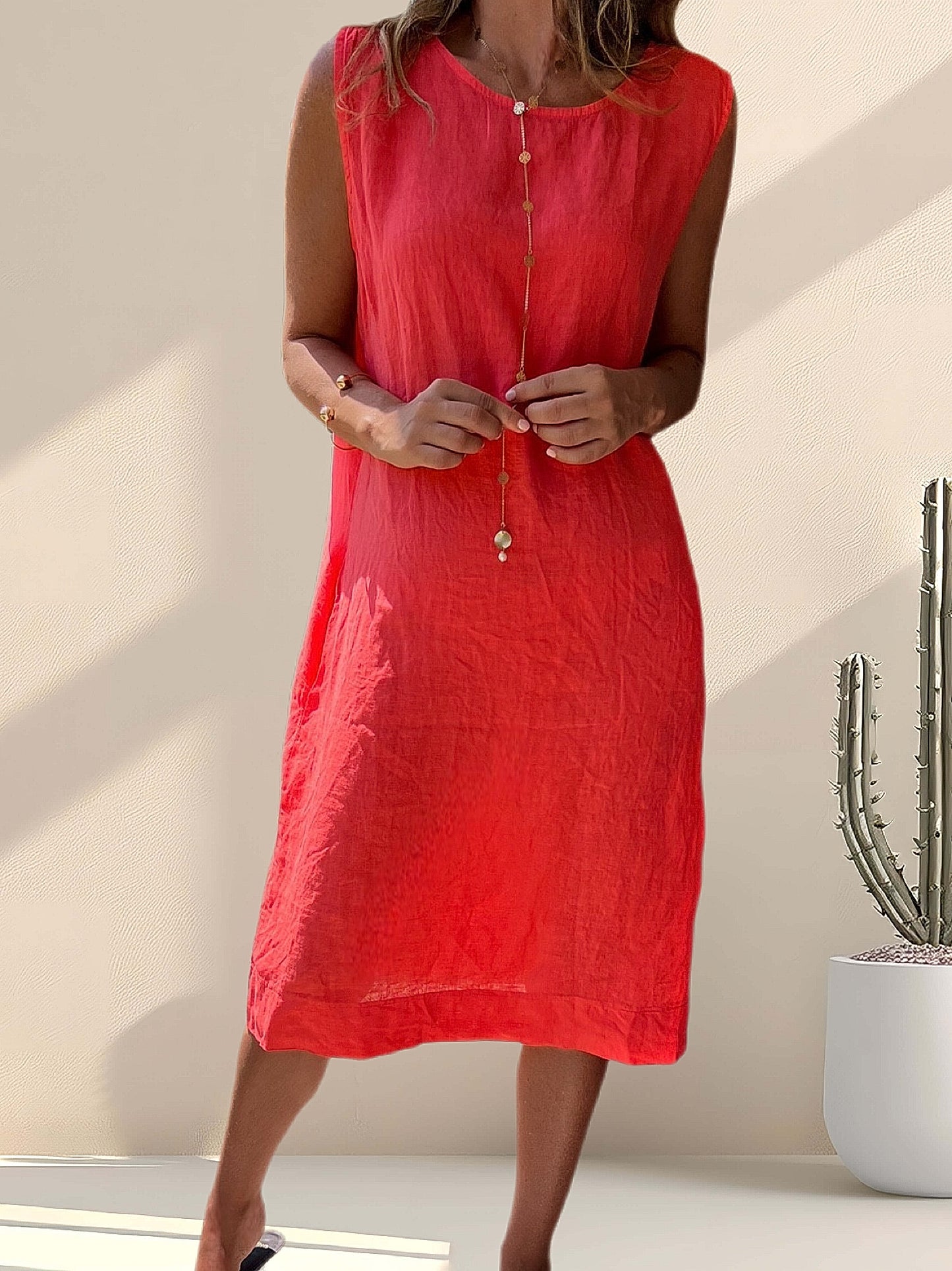 Vestido lino coral (Italiano 🇮🇹)