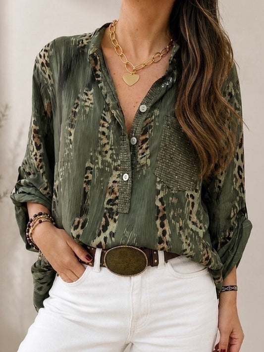 Blusa animal print verde musgo (Italiana🇮🇹)