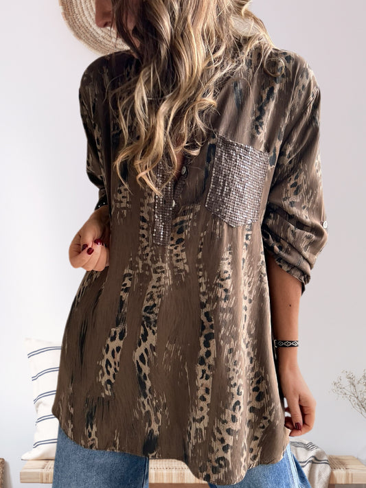 Blusa animal print café (Italiana 🇮🇹)