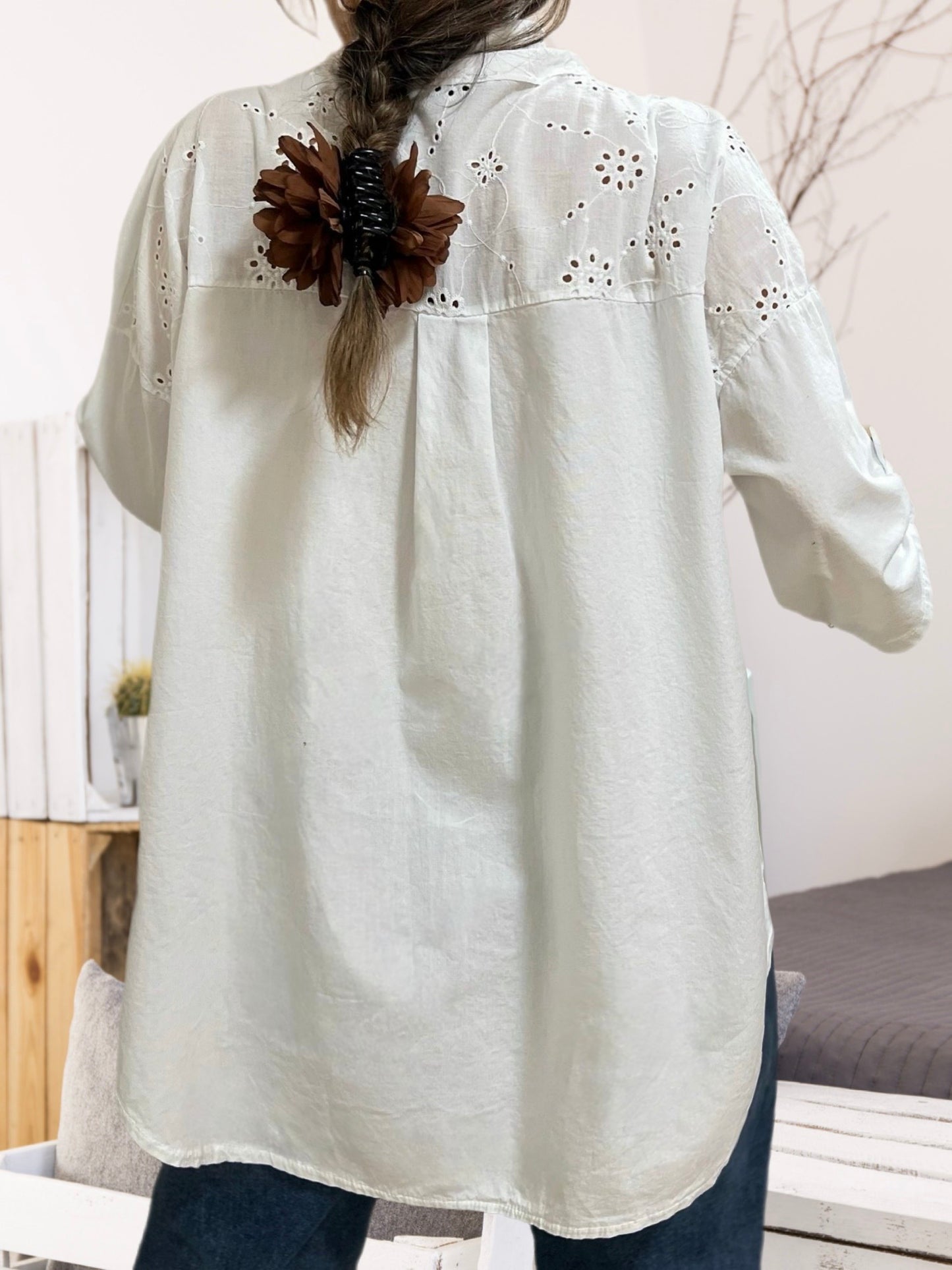Blusa aplicación broderi blanca (Italiana 🇮🇹) / Avance de Temporada