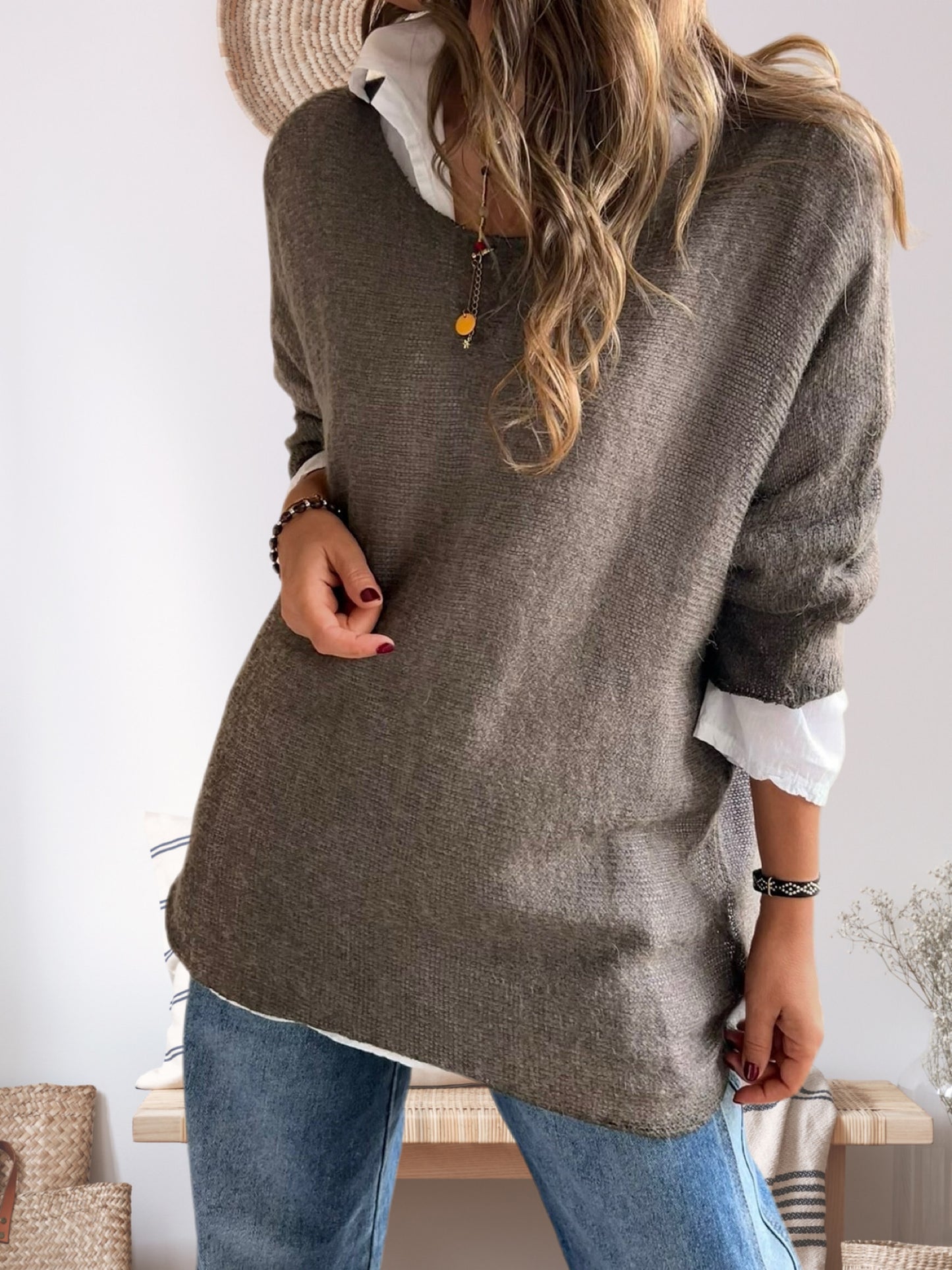 Conjunto blusa + sweater color taupe (Italiano 🇮🇹)