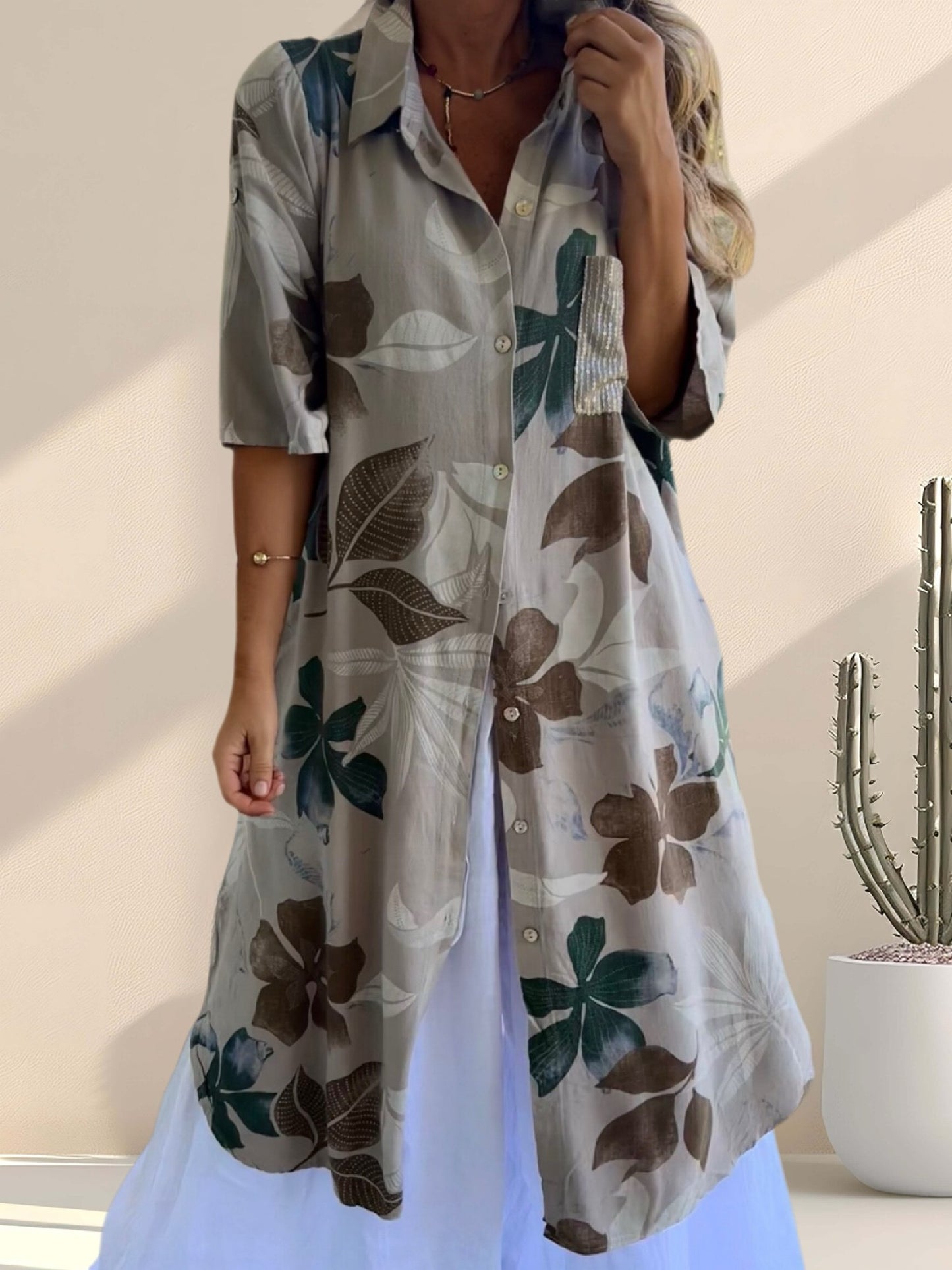 Blusón diseño beige