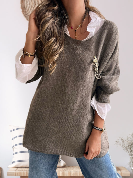 Conjunto blusa + sweater color taupe (Italiano 🇮🇹)